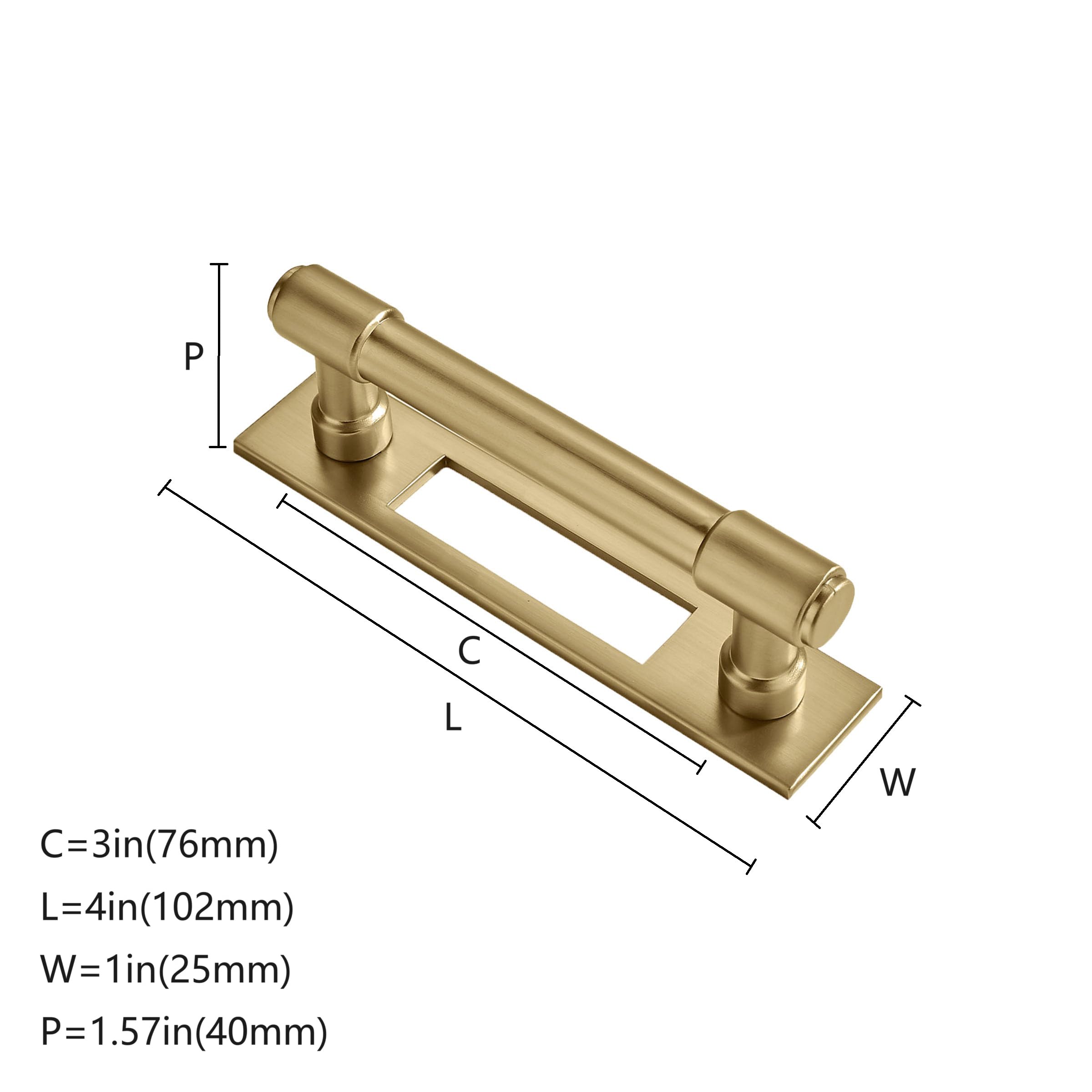 khtumeware 5 Pack 3 Inch(76 mm) Center to Center Brushed Gold
